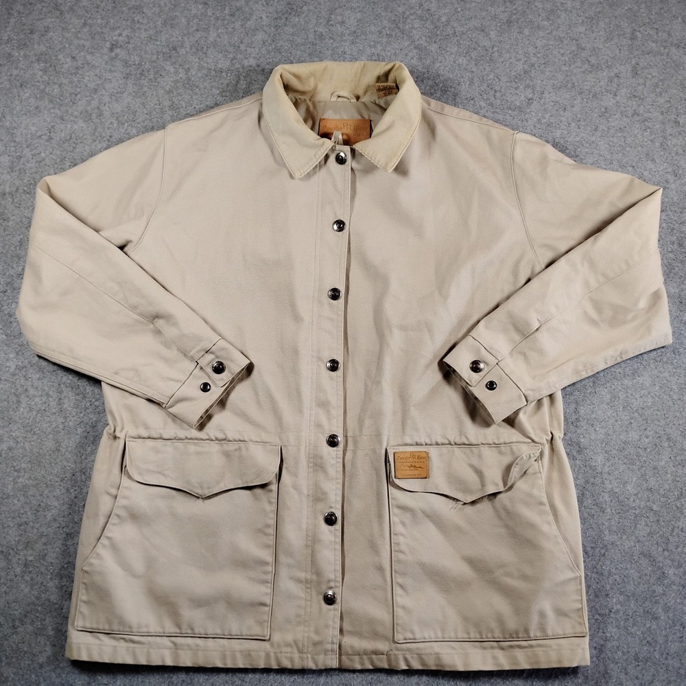 Powder River Outfitters Western Ranch Jacket Mens XL Tan Canvas Chore Coat Snap
